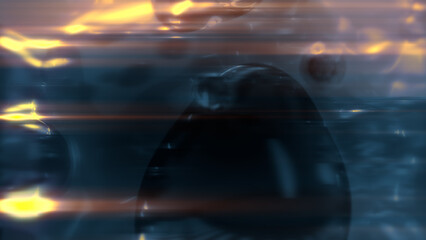 Obraz premium shining blue slight mild shapes particles - dark bokeh backdrop - abstract 3D illustration