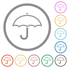 Single umbrella outline flat icons with outlines