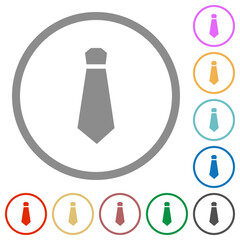 Tie solid flat icons with outlines