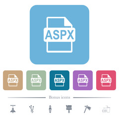 ASPX file format flat icons on color rounded square backgrounds