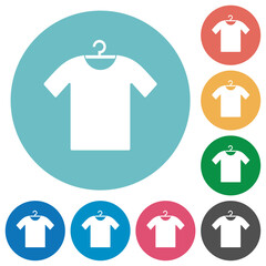 T-shirt on hanger flat round icons