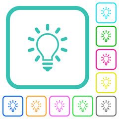 Lighting bulb outline vivid colored flat icons