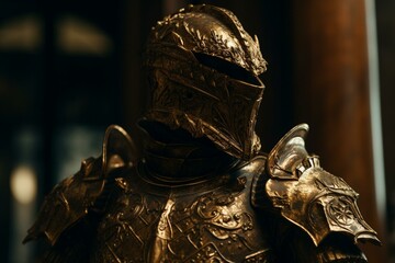 Gold-armoured knight. Generative AI