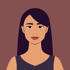 Portrait of a beautiful woman in flat style. Avatar for social media. Abstract female portrait