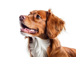 a close up of a dog on a white background, generative ai