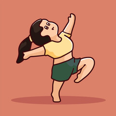 happy girl doing exercises and dancing