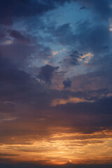 Cloudscape on sunset sky.