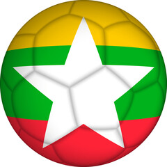 Football ball with Myanmar flag pattern.