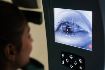 Perimetry visual field test for measure all areas of eyesight, including side, or peripheral...