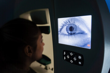 Perimetry visual field test for measure all areas of eyesight, including side, or peripheral...