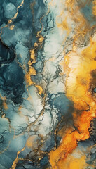 Abstract marble effect background. grey and orange creative colors. Beautiful paint with the addition of gold, marbling, Art. Generative AI