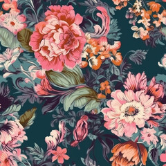 Seamless floral background, in high resolution generated by artificial intelligence.