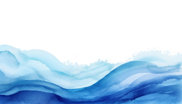 Abstract Blue Watercolor Waves Background. Watercolor Texture. Vector Illustration.