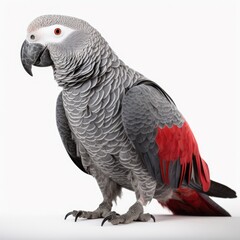 Naklejka premium African Grey Parrot bird isolated on white background. Generative AI