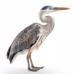 Obraz premium Grey Heron bird isolated on white background. Generative AI