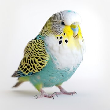 Budgerigar bird isolated on white background. Generative AI