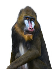 mandrill isolated on white background