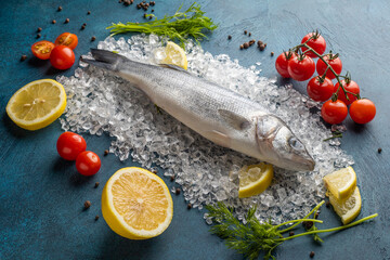 Fresh red fish steaks with ingredients