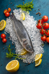 Fresh red fish steaks with ingredients