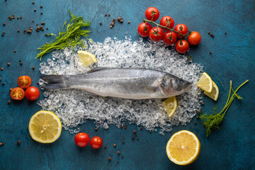 Fresh red fish steaks with ingredients