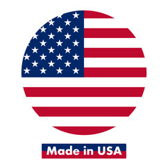 USA Flag Icon Circle Vector. Made in USA logo. Vector American flag Circle Icon - Made in USA