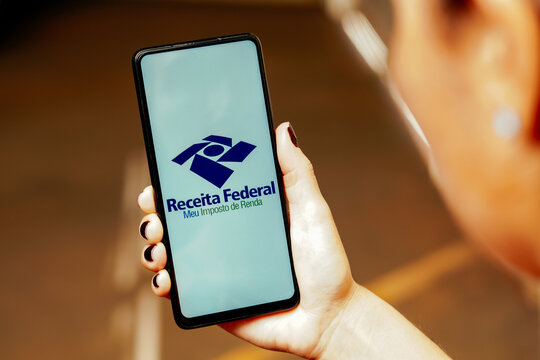 May 24, 2023, Brazil. In this photo illustration, the Meu Imposto de Renda (Receita Federal) logo is displayed on a smartphone screen.