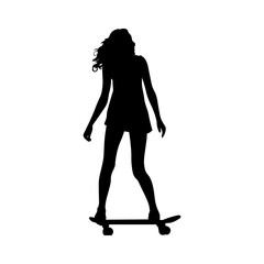 Vector illustration. Silhouette of a girl on a skateboard.
