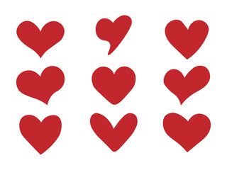 Red hearts. Set of love symbol for web site logo, mobile app UI design. Design elements for Valentine's day