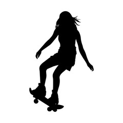 Fototapeta na wymiar Vector illustration. Silhouette of a girl on a skateboard.