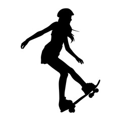 Vector illustration. Silhouette of a girl on a skateboard. © Козич Денис