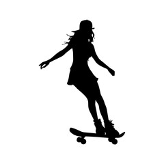 Vector illustration. Silhouette of a girl on a skateboard.