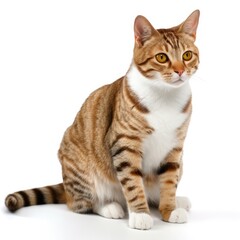 American Wirehair cat isolated on white background. Generative AI