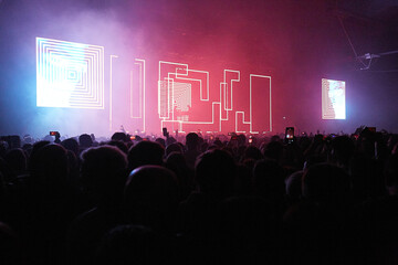 Fototapeta na wymiar people dancing at an electronic music concert
