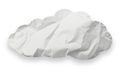 Cloud made of crumpled white paper isolated on transparent background