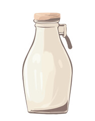 Organic milk in glass bottle, a refreshing product