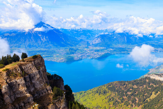 View of Lake Thun (Thunersee) from Niederhorn, Switzerland
