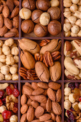 Mix of roasted macadamia nuts, cashews, pecans, almonds, raisins and dry berries