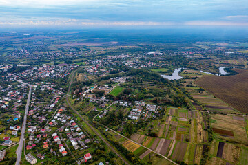 Fototapeta na wymiar Kamiank Buska in Ukraine from above with DJI Mavic 2 Drone 2022