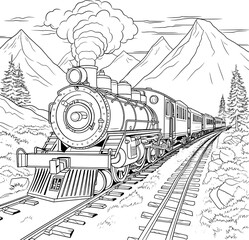 Train Coloring Page Illustration