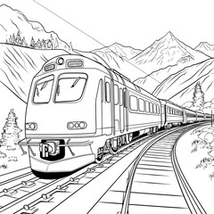 Train Transportation Line Art