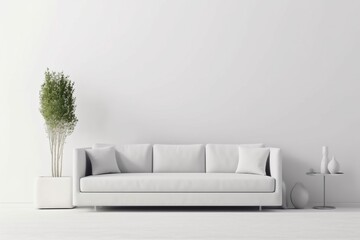 interior background white room home luxury lifestyle green white render lamp. Generative AI.