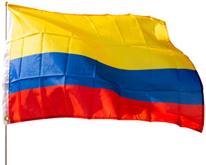Yellow, blue, and red tricolor flag of Colombia, symbol of national culture and history,...