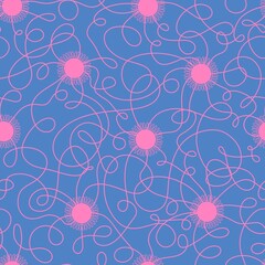 Abstract floral seamless flower line art pattern for wrapping paper and fabrics and linens and festive packaging