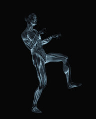 Obraz premium average man muscle maps is doing a halloween pose