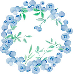 watercolor wreaths with blueberries and leaves