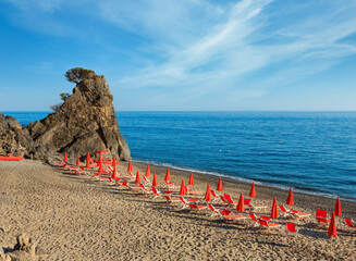 Beautiful Tyrrhenian sea coastline and beach landscape.  Cilento and Vallo di Diano National Park,...