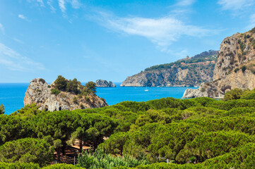 Beautiful Tyrrhenian sea coastline landscape. Cilento and Vallo di Diano National Park, Salerno, Italy.