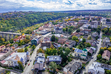 Kamjanez-Podilskyj in Ukraine from above