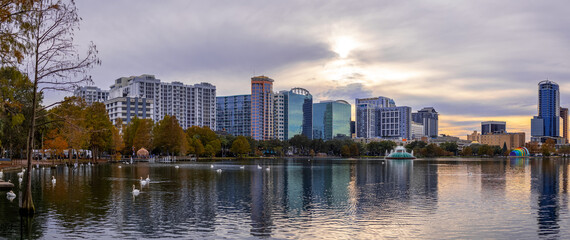 Fototapeta na wymiar Central business district in Orlando city, is the 23rd largest metropolitan area in the United States of America.