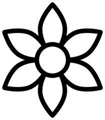 Flower outline icon for web. Bloom line clipart.